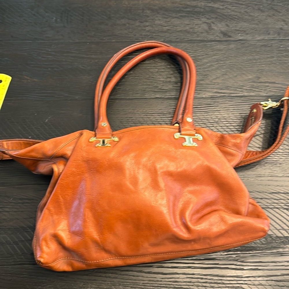 Tory Burch soft Leather Satchel Handbag tan/brown real leather